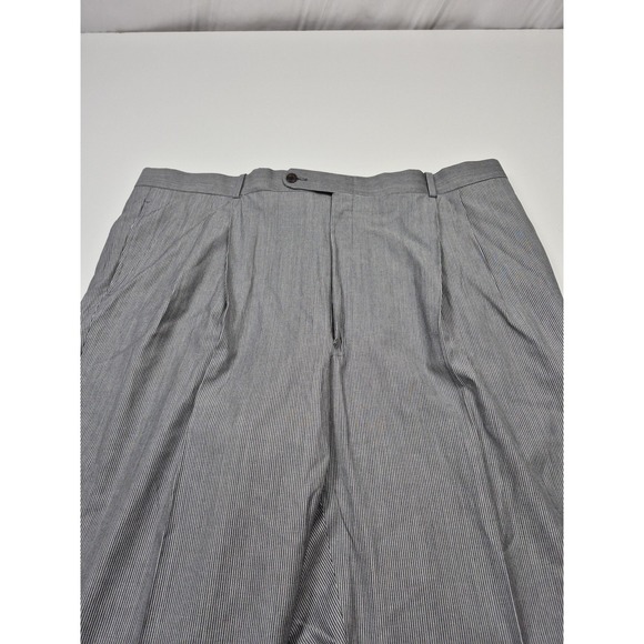 Asher Reserve Dress Pants Mens 44x36 Gray Wool Cotton Pleated Straight USA NWT - Picture 2 of 11